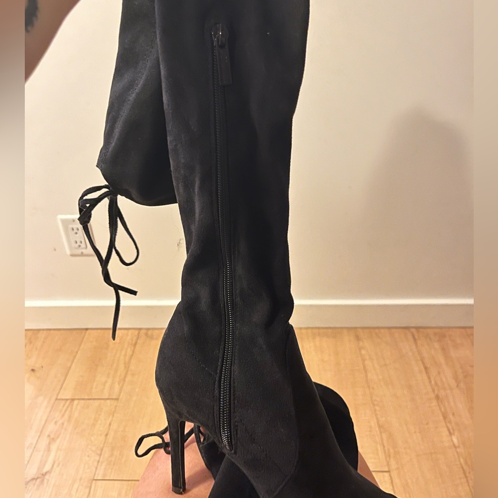 Suede Thigh-High Stilettos